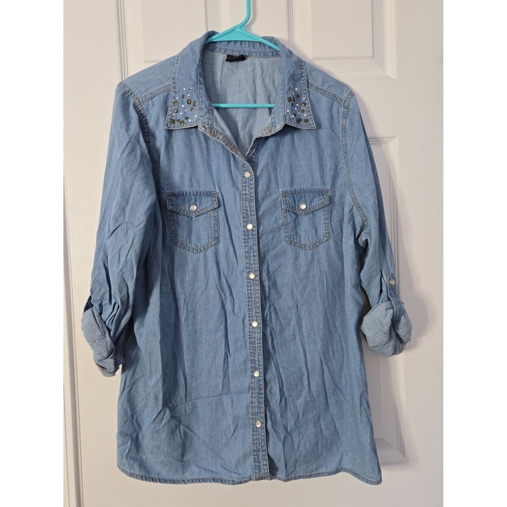 Faded Glory Womans Long Sleeve Snap Shirt Plus Size 1X